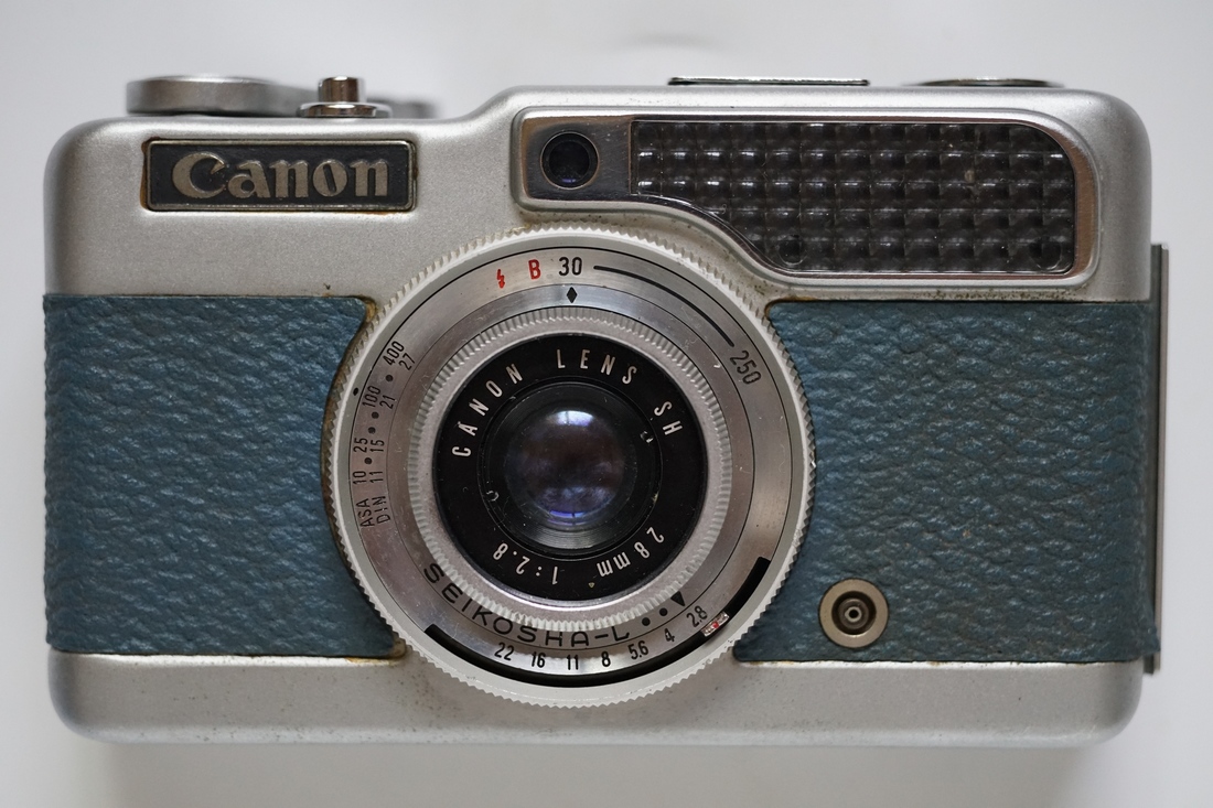 @LOOK@ Blue Leather Canon Demi Half-Frame Film Camera Made in Japan
